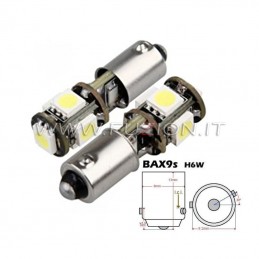 LAMPADE BAX9S H6W H21W 5 LED CANBUS FUZION