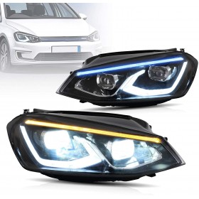 FARI FULL LED PER GOLF 7 MK7 DAL 2012 AL 2017 LUCI ANTERIORI DRL LED BIANCO