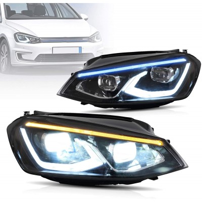 FULL LED HEADLIGHTS FOR GOLF 7 MK7 FROM 2012 TO 2017 WHITE LED DRL FRONT LIGHTS