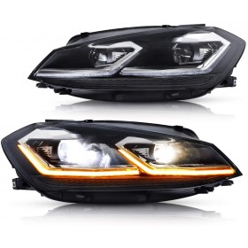 PHARES POUR GOLF 7.5 MK7.5 DE 2017 À 2020 LED ET CLIGNOTANTS DYNAMIQUES BLACK EDITION