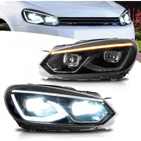 ŚWIATŁA FULL LED DLA GOLFA 6 MK6 OD 2008 DO 2014 PRZEDNIE ŚWIATŁA DRL DYNAMICZNY STYL GOLF 8