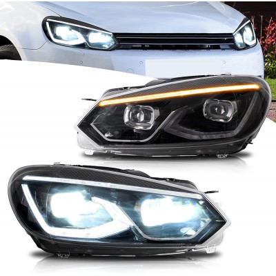 ŚWIATŁA FULL LED DLA GOLFA 6 MK6 OD 2008 DO 2014 PRZEDNIE ŚWIATŁA DRL DYNAMICZNY STYL GOLF 8