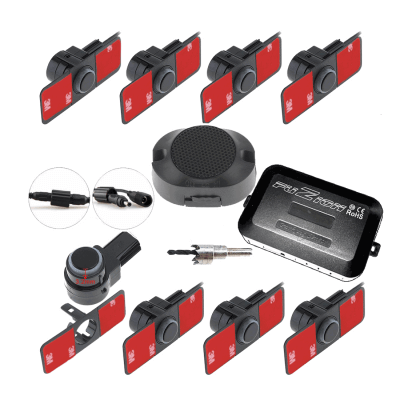 Kit 8 voor / terug parkeersensoren met onzichtbare zoemer