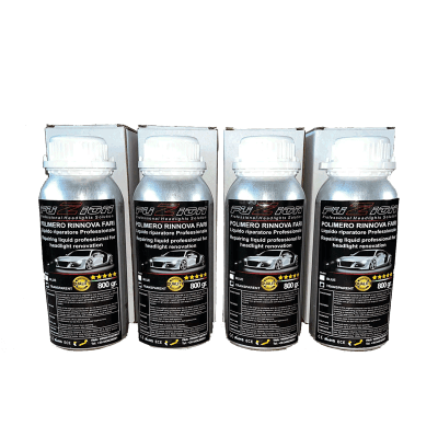 4 x RICARICA POLIMER LIQUID TRASPARENTE 800GR LUCIDATURA REPRISTINO FARI AUTO PROFESSION