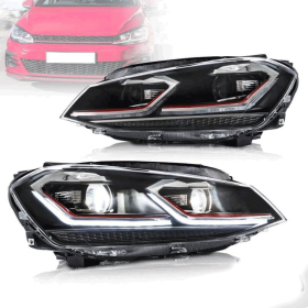 FARI GOLF 7 MK7 VII STILE 7.5 ROSSO GTI LED INTEGRATI DRL AND FRECCIA DINAMICA