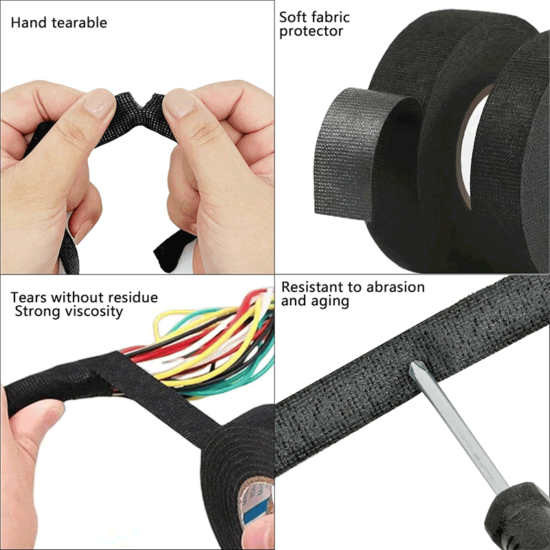 Nastro Isolante In Tessuto Poliestere - 4 Rotoli Da 19mm X 20m Impermeabile Per Cablaggio Auto E Cavi - Foto 6