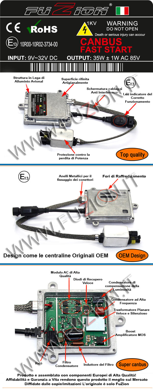 Kit xenon xeno H7 5000K 35W 12V Centraline AC Slim Canbus Alta Qualità auto  